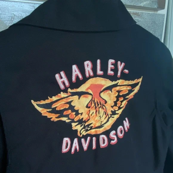 Harley Davidson Asymmetrical Zip Black Jacket - Picture 8 of 12
